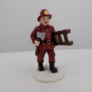 Mervyns Christmas Village Fireman Figure Ladder Axe Vintage 3.75" Tall 1997